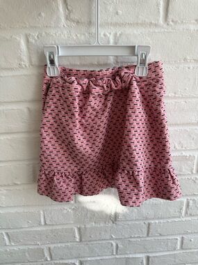 Pink Patterned Ruffle Hem Skirt
